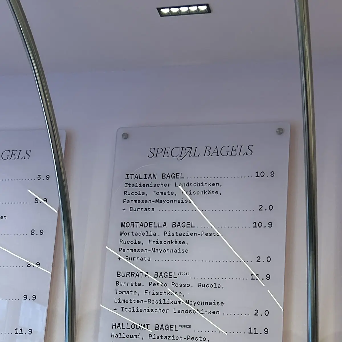 Speisekarte, Dear Bagel Mannheim
