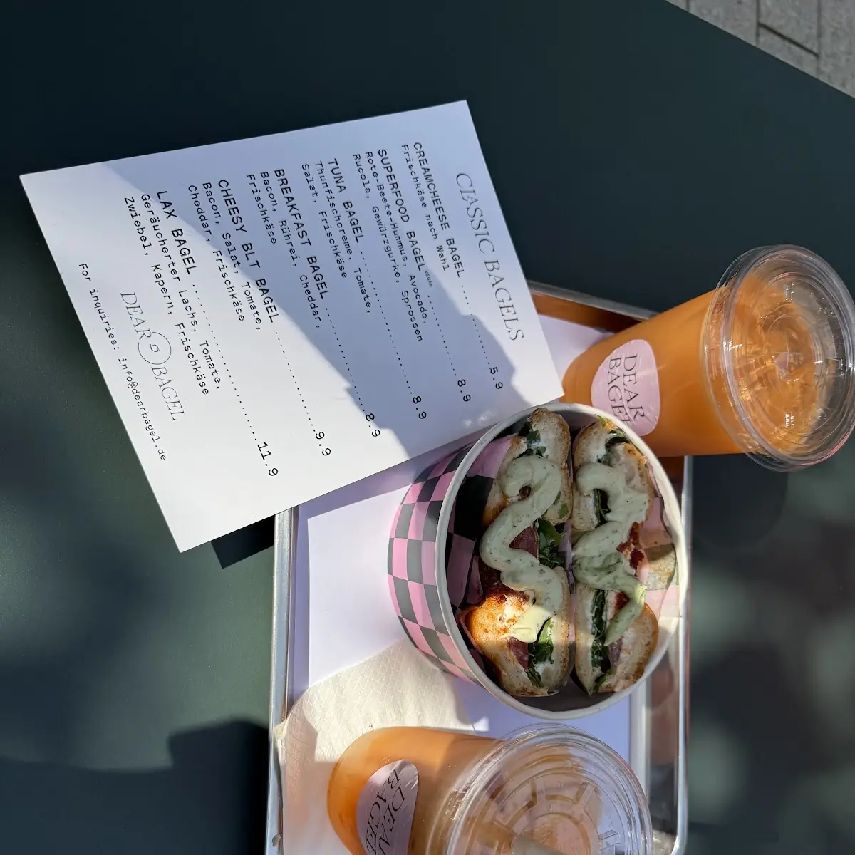 Speisekarte, Dear Bagel Mannheim