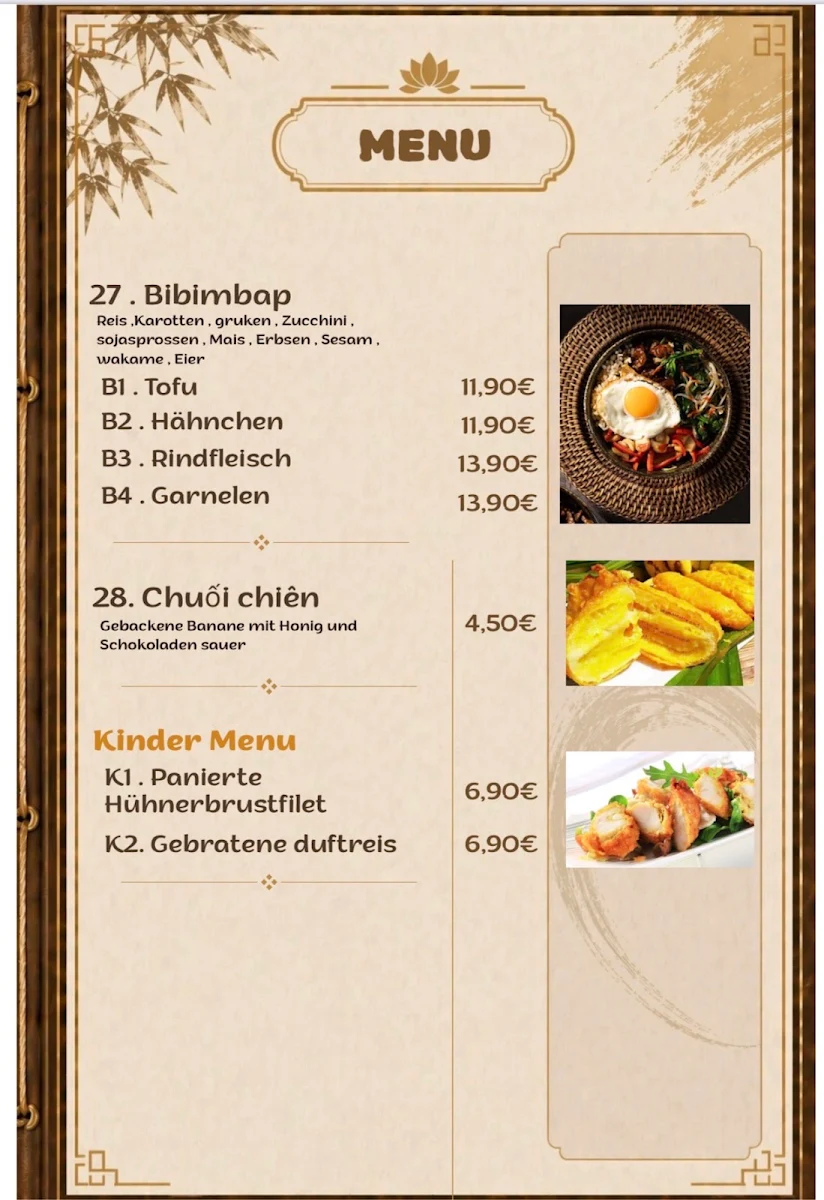 Speisekarte, TA Asia Bistro