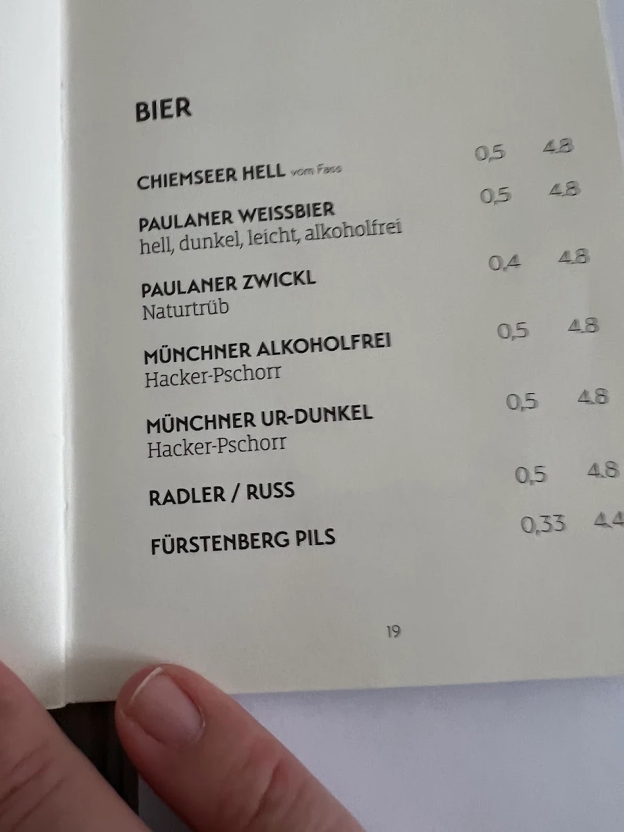 Speisekarte, ALTE SCHULE GRÖBENZELL
