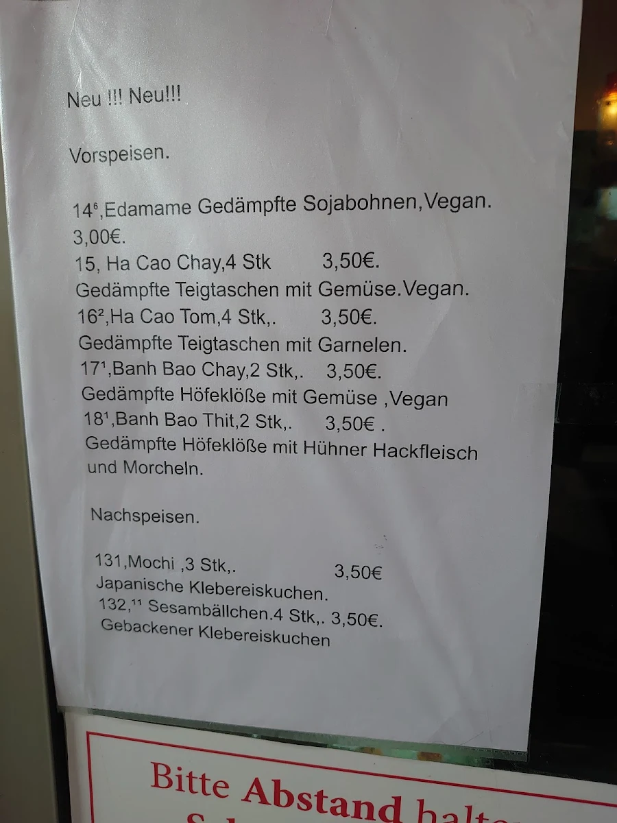 Speisekarte, Son Asia Spezialitäten