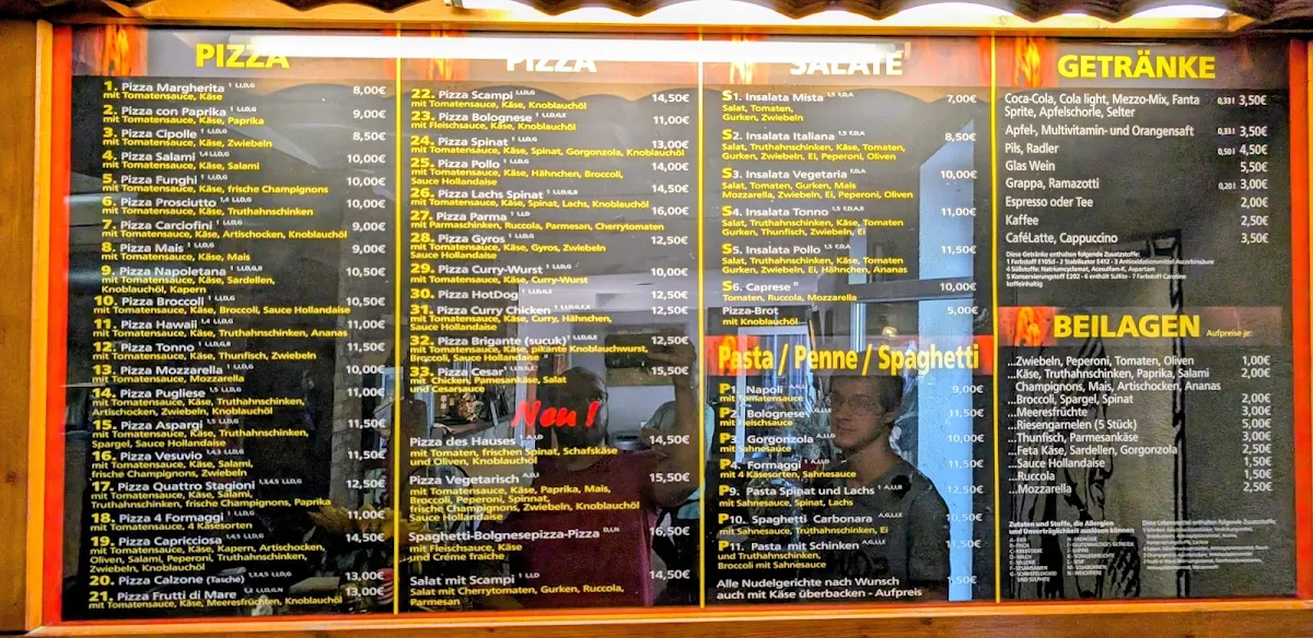 Speisekarte, Pizza Haus