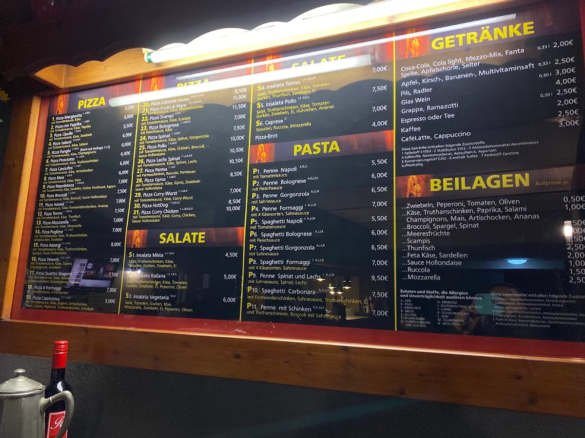 Speisekarte, Pizza Haus
