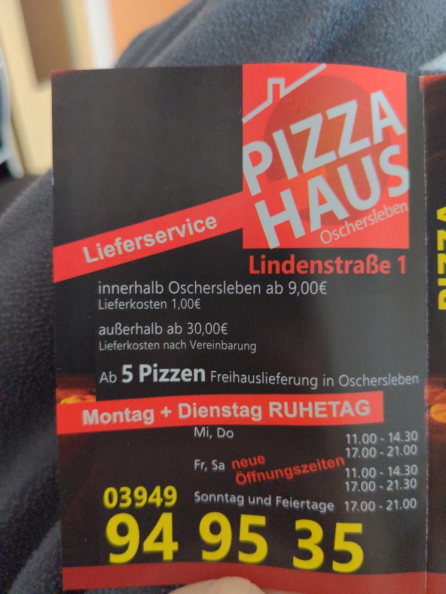 Speisekarte, Pizza Haus