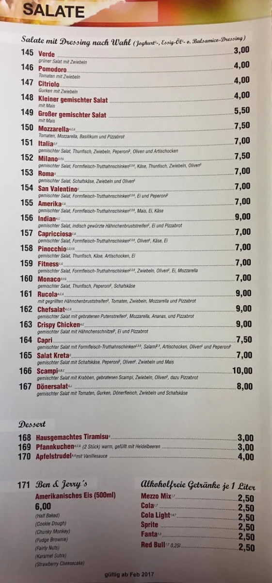 Speisekarte, Pizza Roma