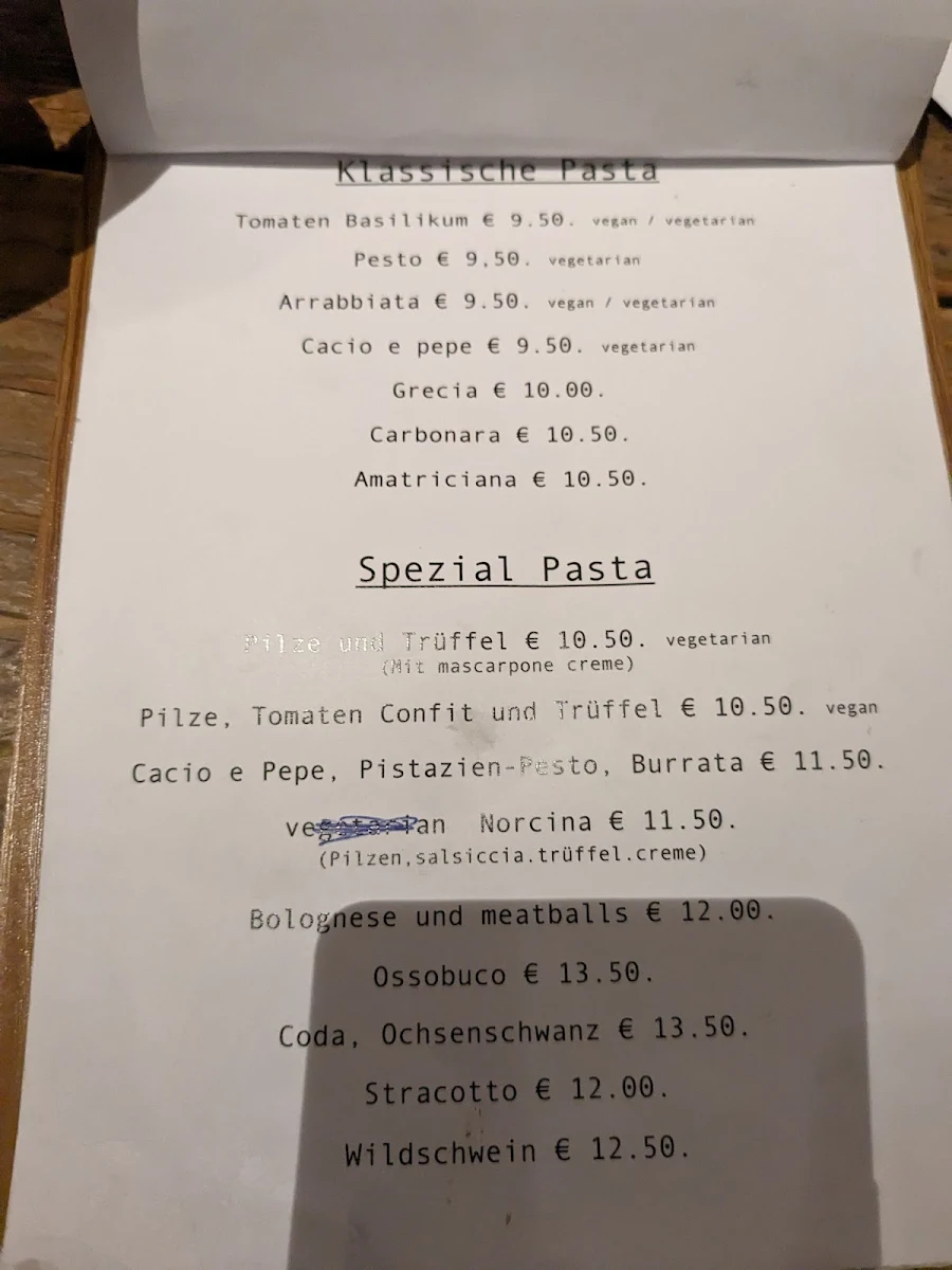 Speisekarte, Ripieno