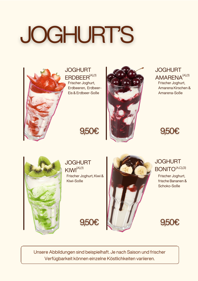 Speisekarte, Eis Molin seit 1954 | Bad Lippspringe | Café | Frühstück