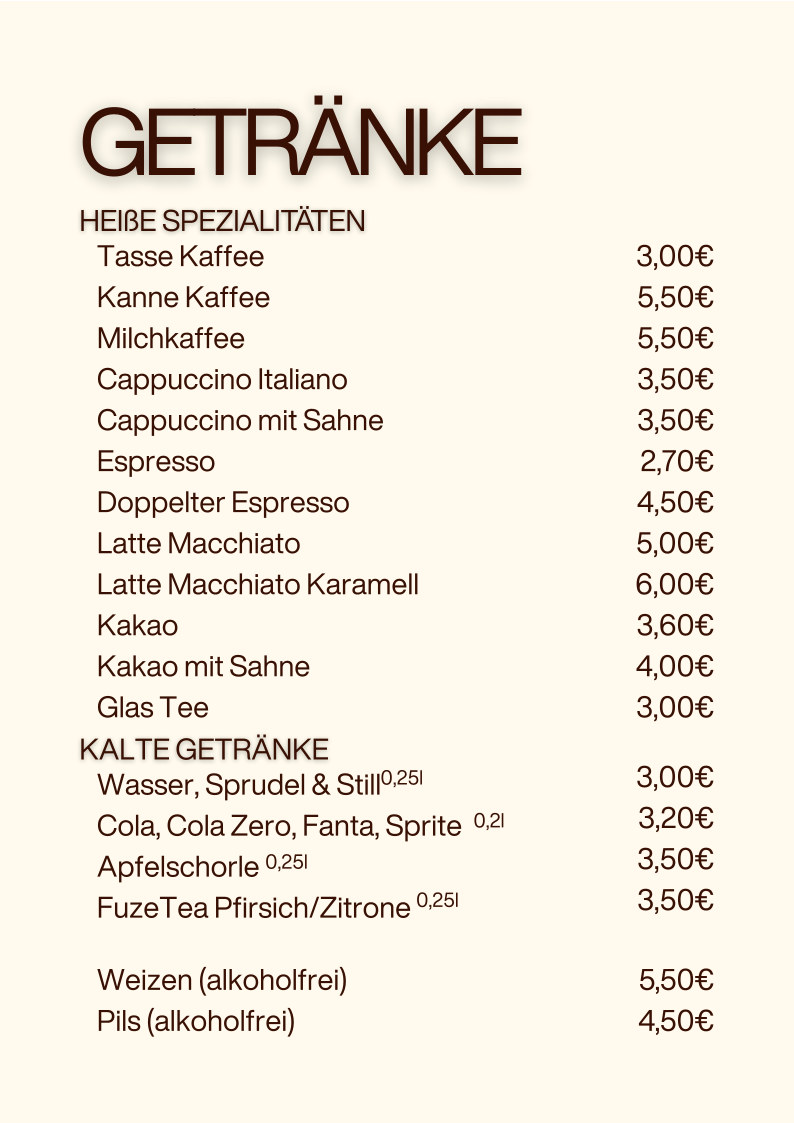 Speisekarte, Eis Molin seit 1954 | Bad Lippspringe | Café | Frühstück