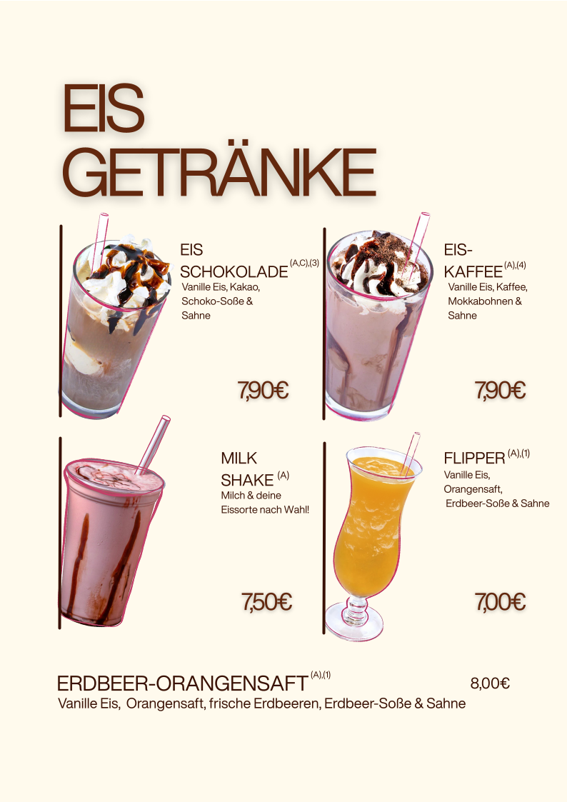 Speisekarte, Eis Molin seit 1954 | Bad Lippspringe | Café | Frühstück