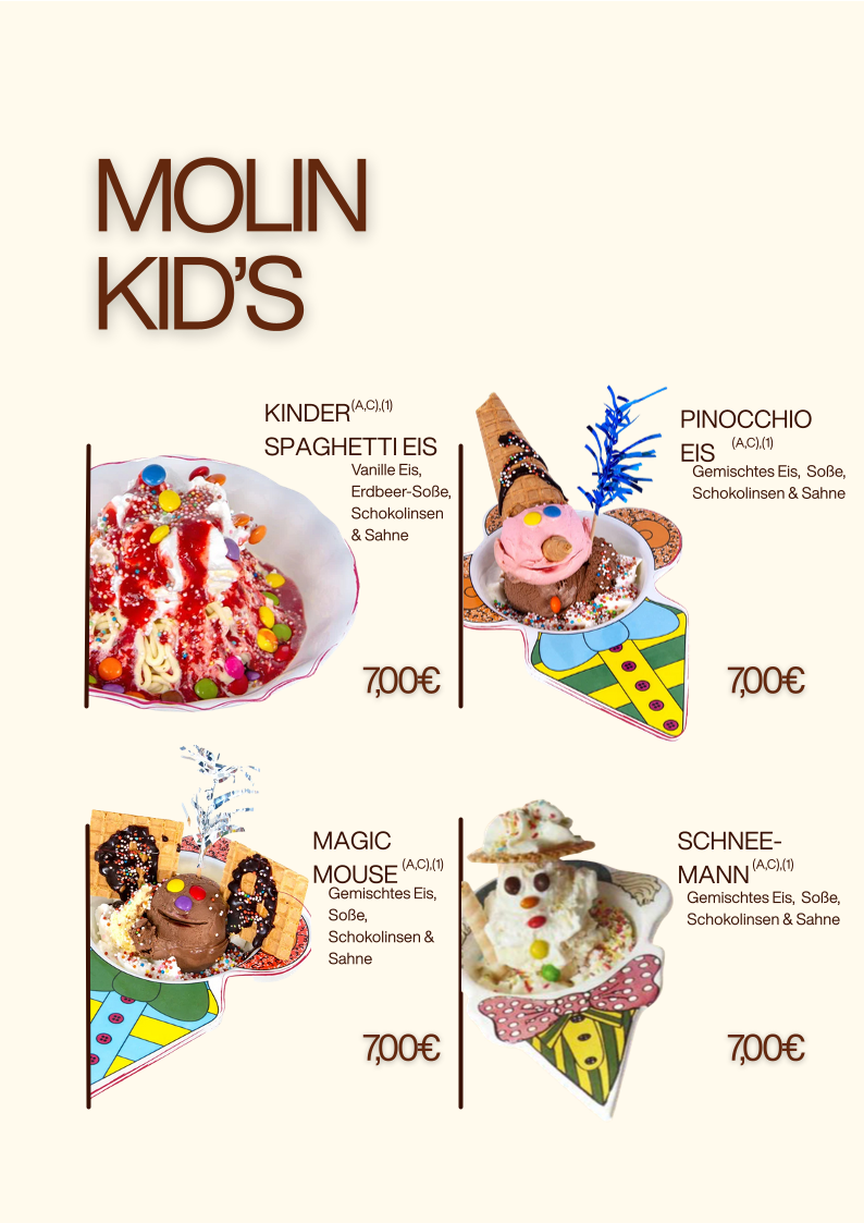 Speisekarte, Eis Molin seit 1954 | Bad Lippspringe | Café | Frühstück