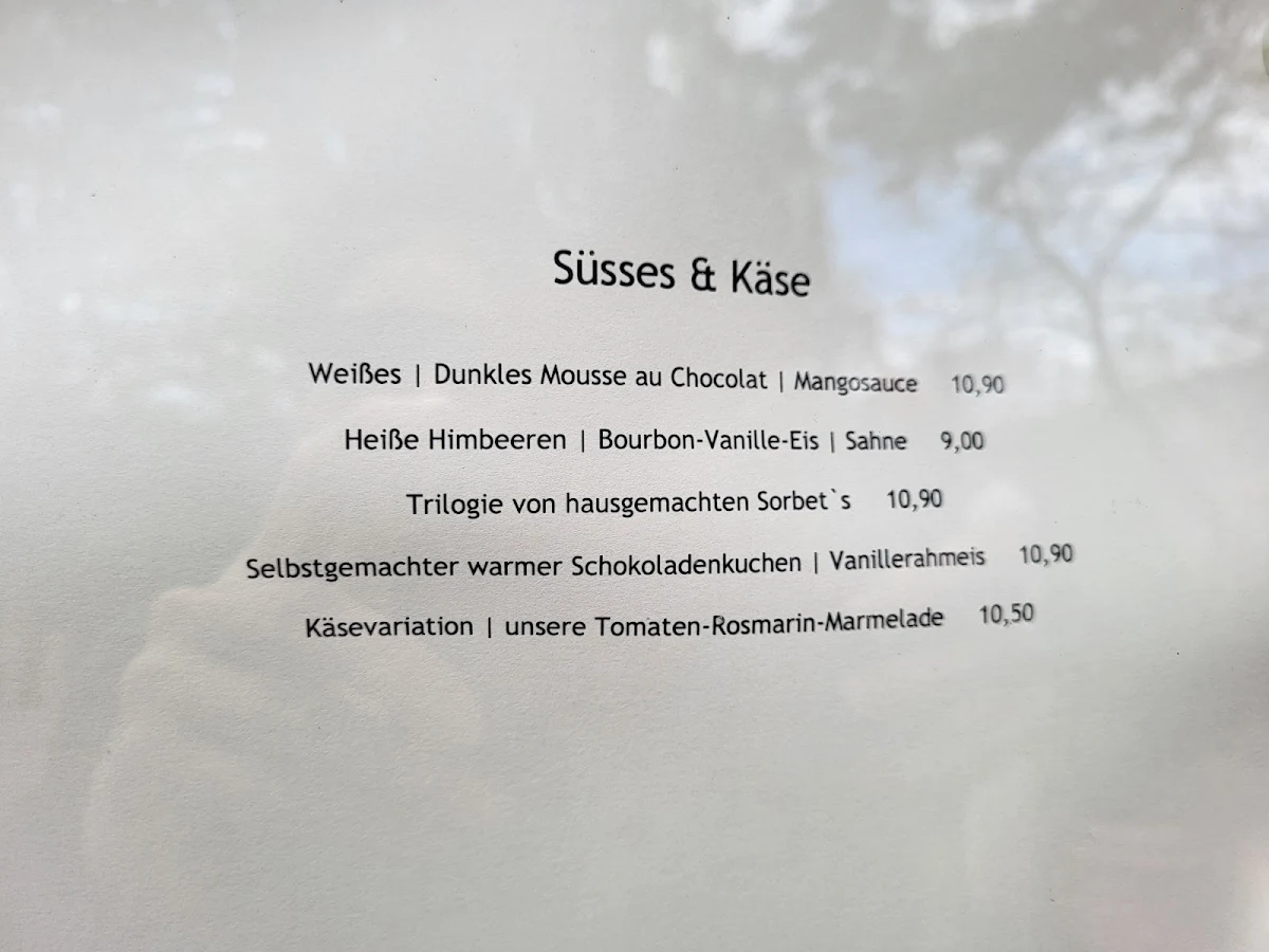 Speisekarte, Restaurant Burg Klopp