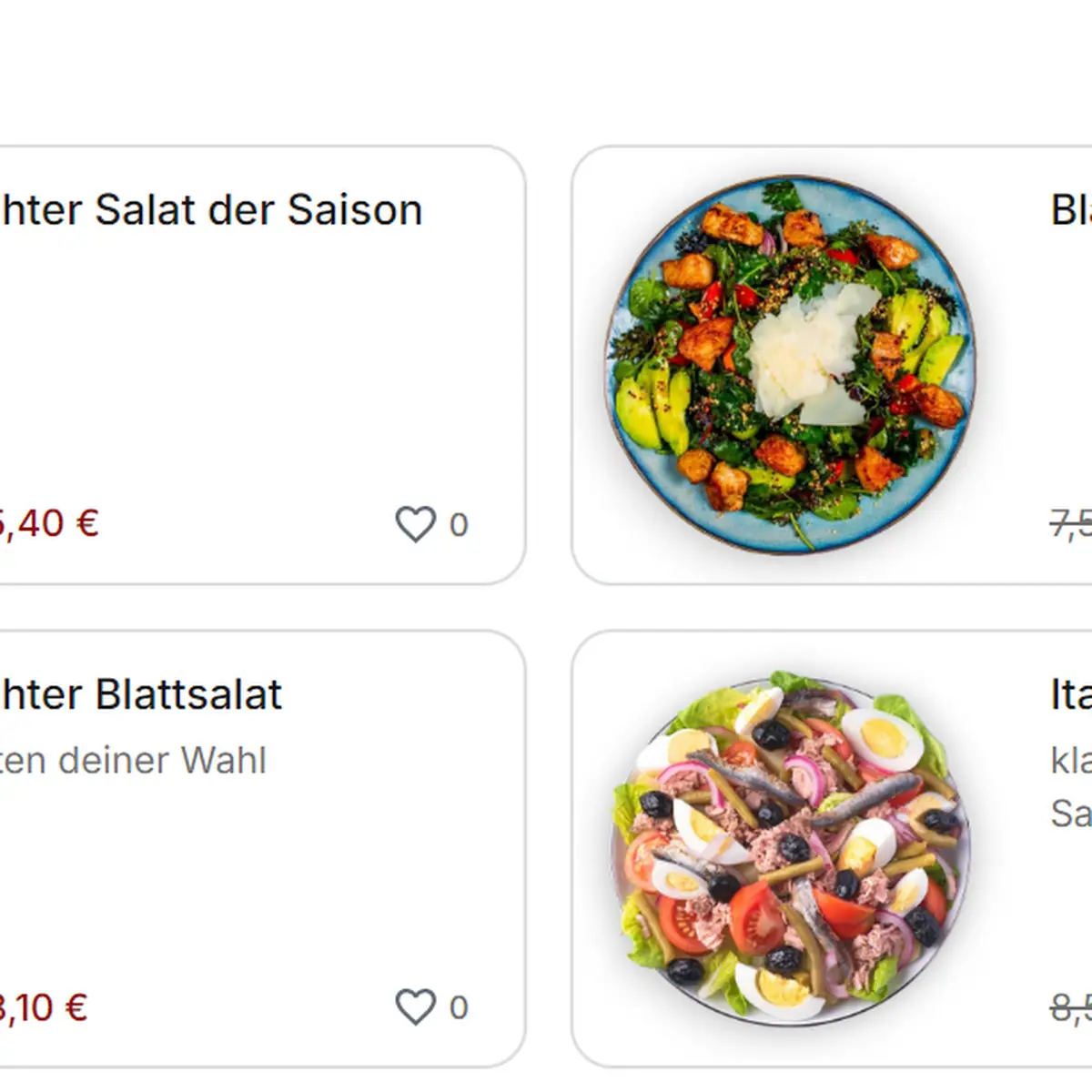 Speisekarte, Restaurant Maria