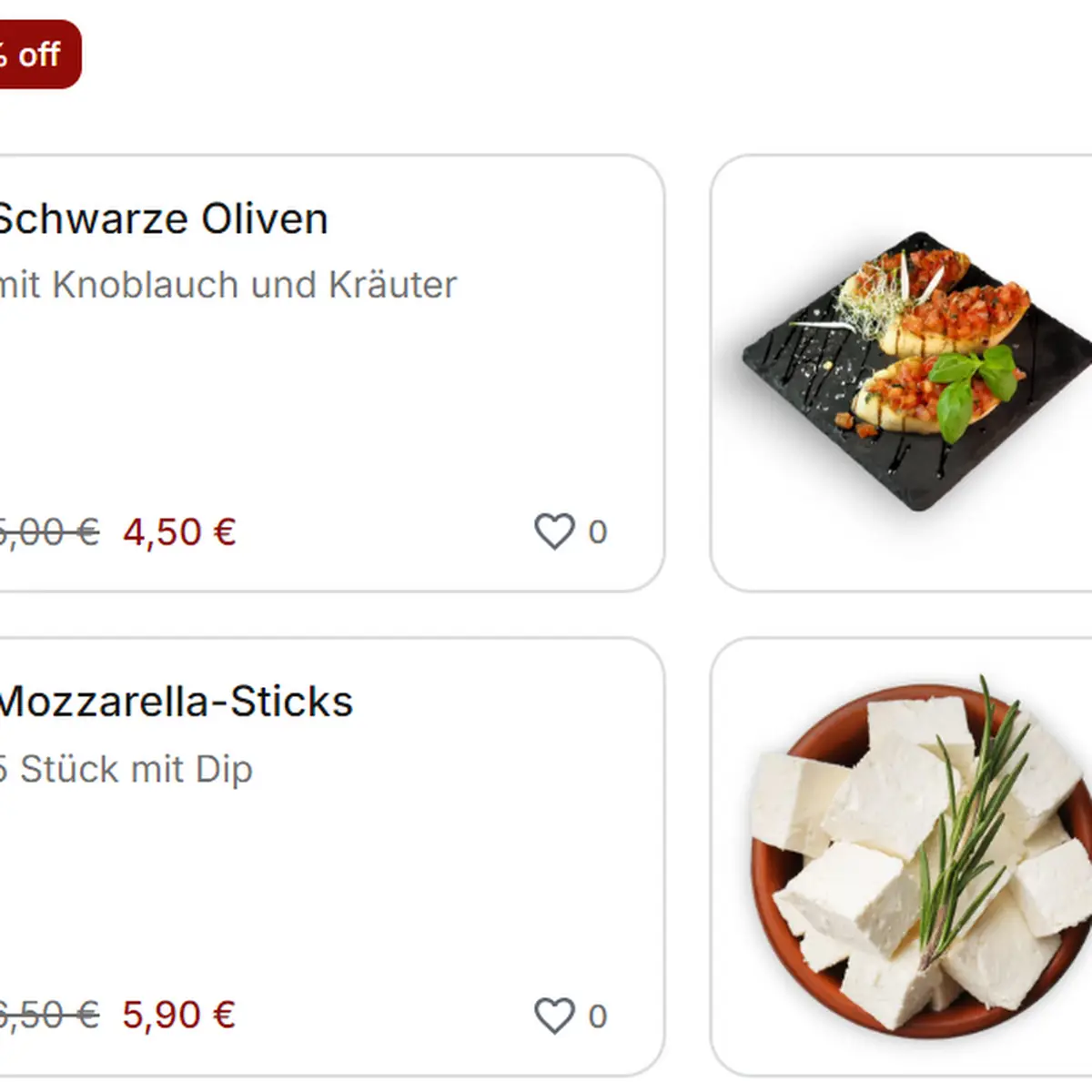 Speisekarte, Restaurant Maria