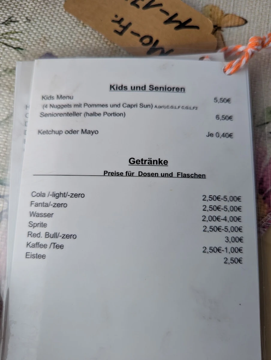 Speisekarte, Nataschas Schlittenfritten Imbiss