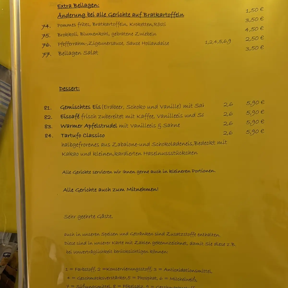 Speisekarte, Wirtshaus Burghof Brüggen