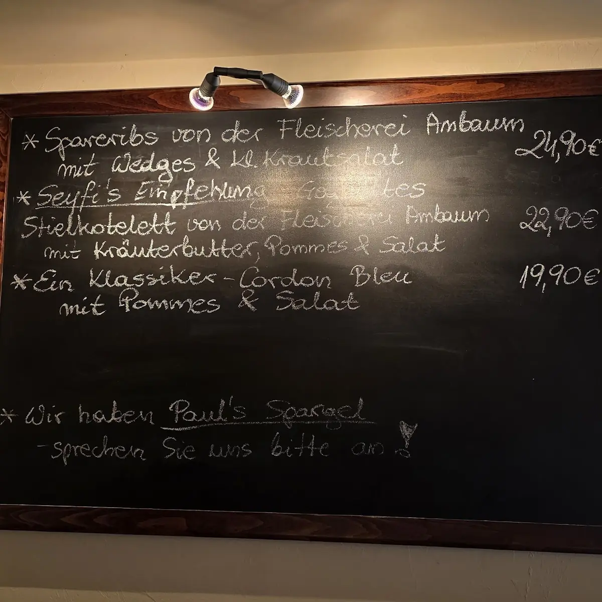 Speisekarte, Wirtshaus Burghof Brüggen