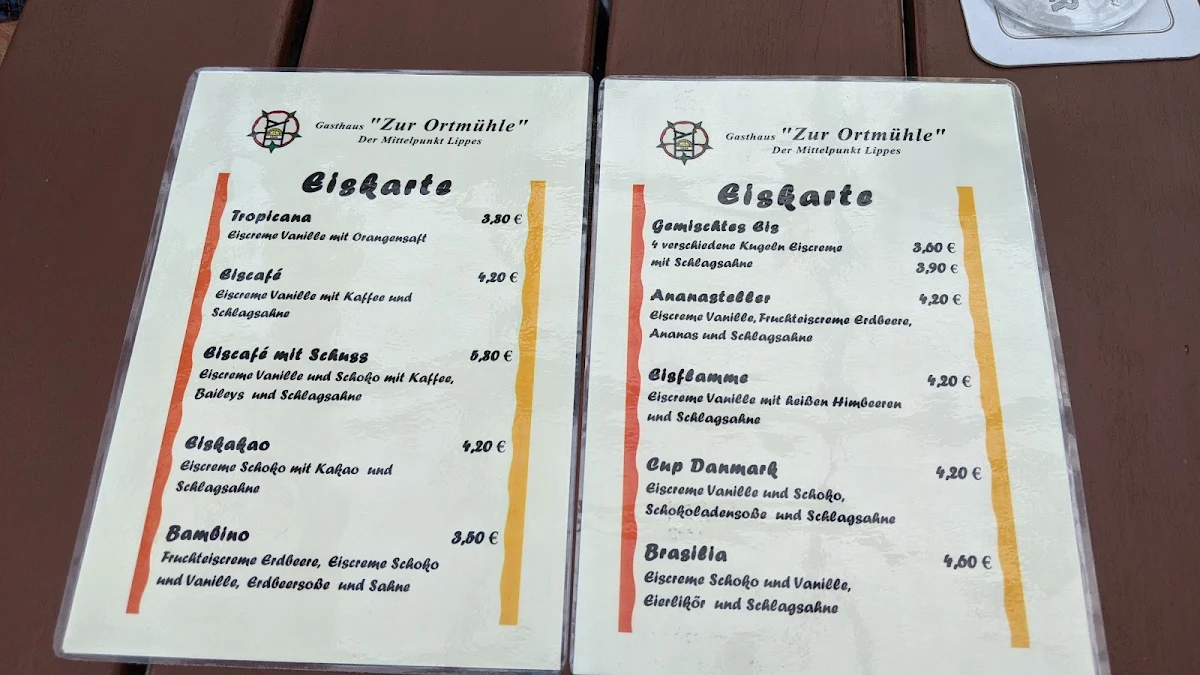 Speisekarte, Gasthaus Zur Ortmühle