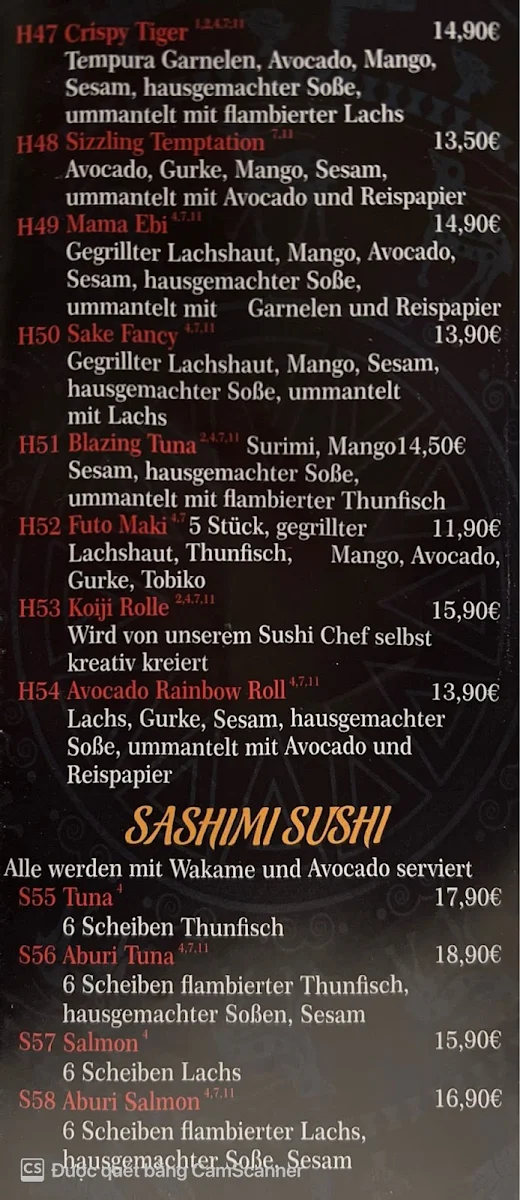 Speisekarte, Koiji