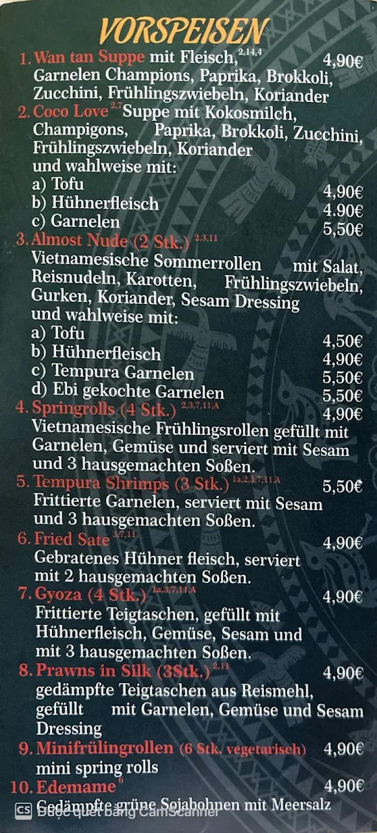 Speisekarte, Koiji