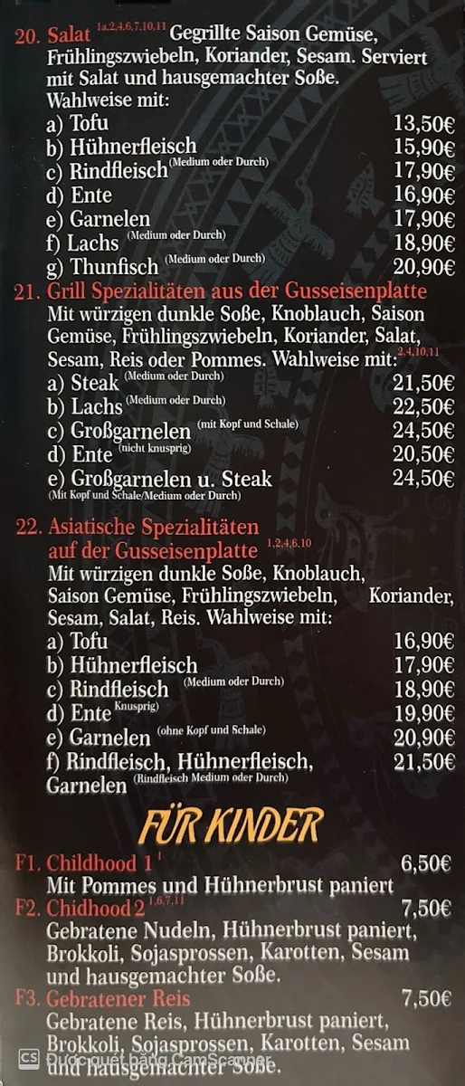 Speisekarte, Koiji