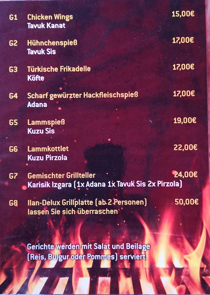 Speisekarte, Heimservice Ilan Grillstube