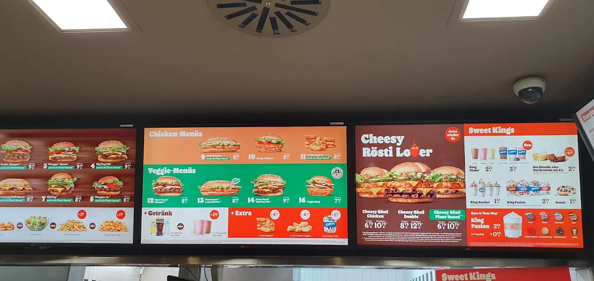 Speisekarte, Burger King Kamen
