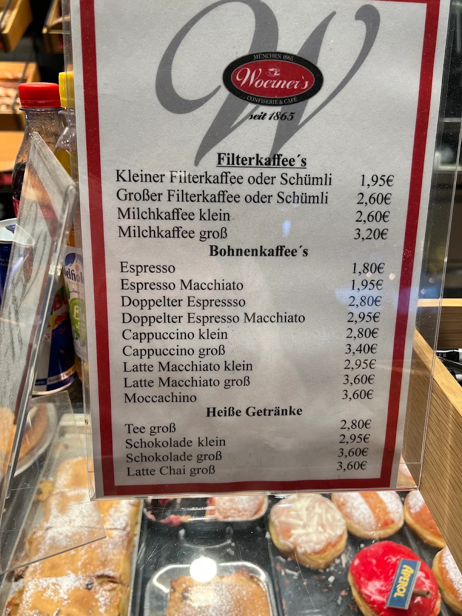 Speisekarte, Woerner's Koppstrasse