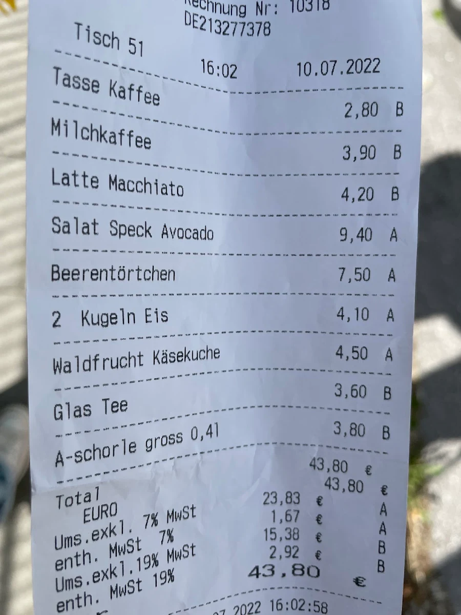 Speisekarte, Woerner's Koppstrasse