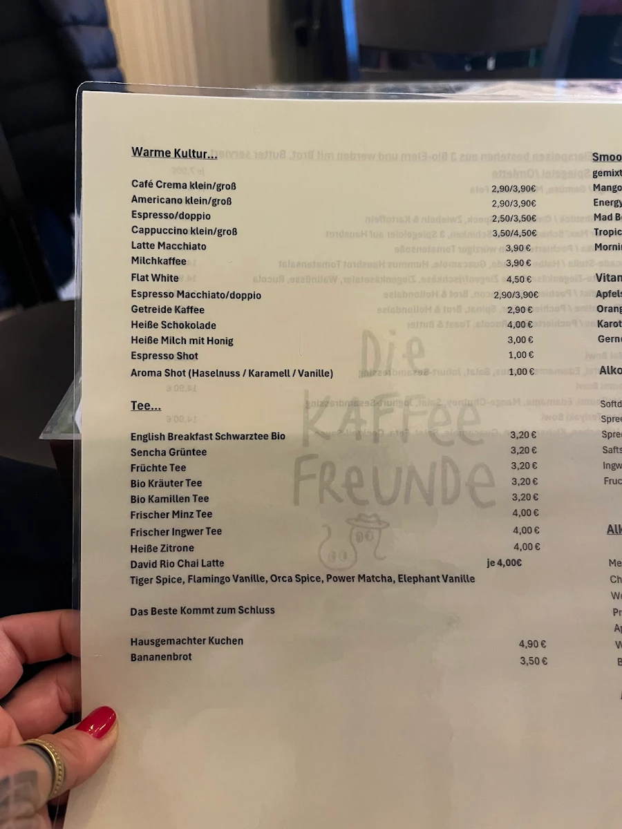 Speisekarte, Die Kaffeefreunde