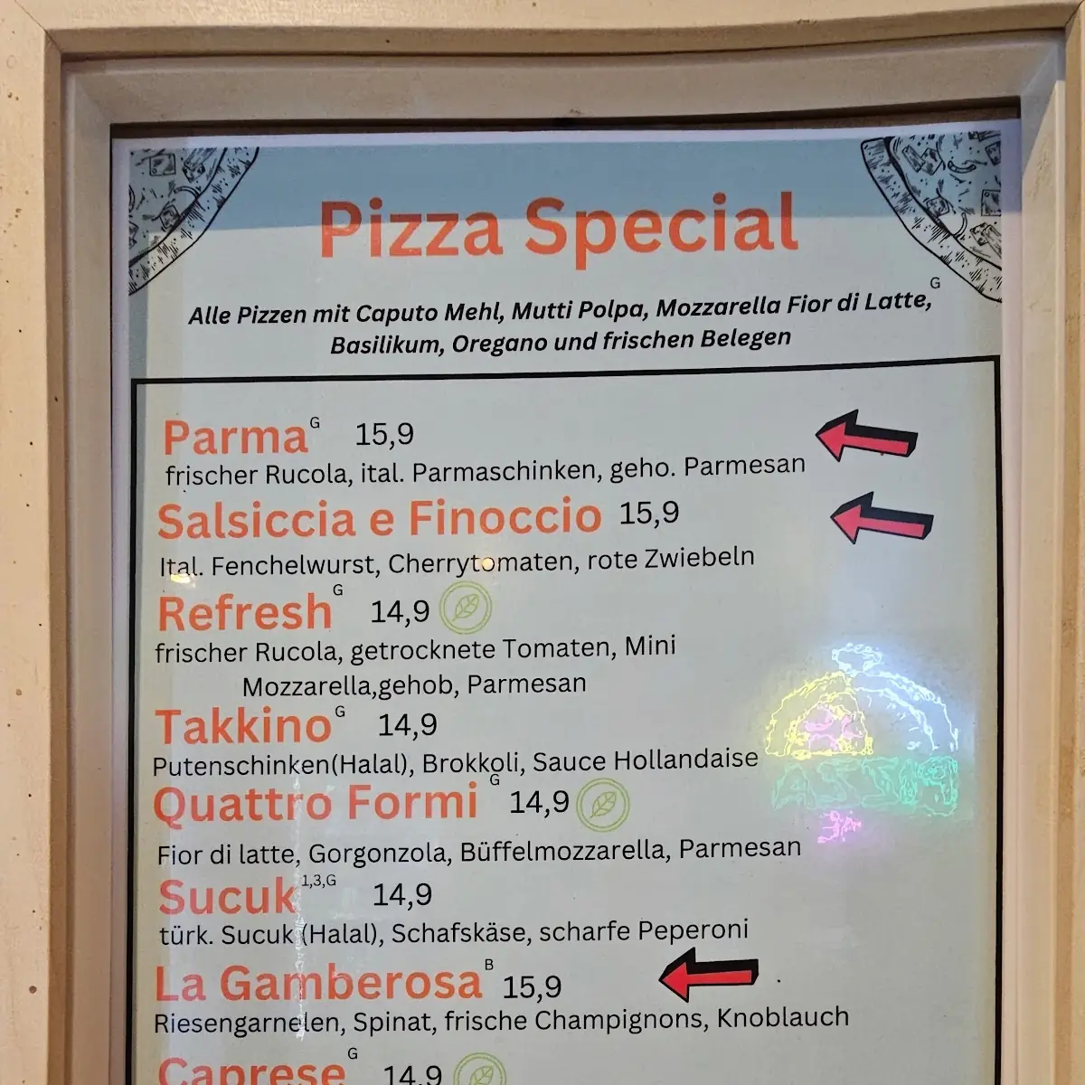 Speisekarte, Quattro Gatti Pizza Delivery