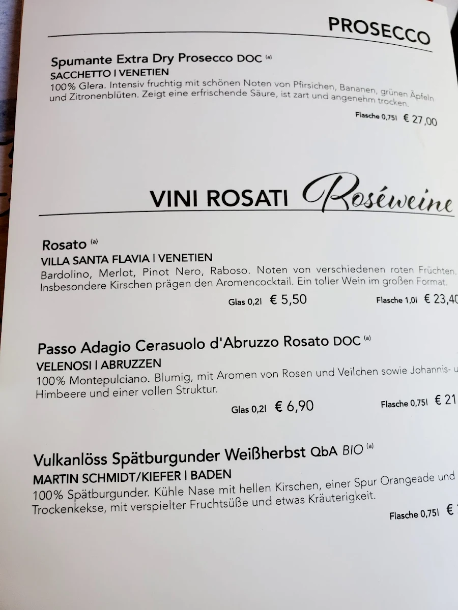 Speisekarte, Pizzeria Primavera