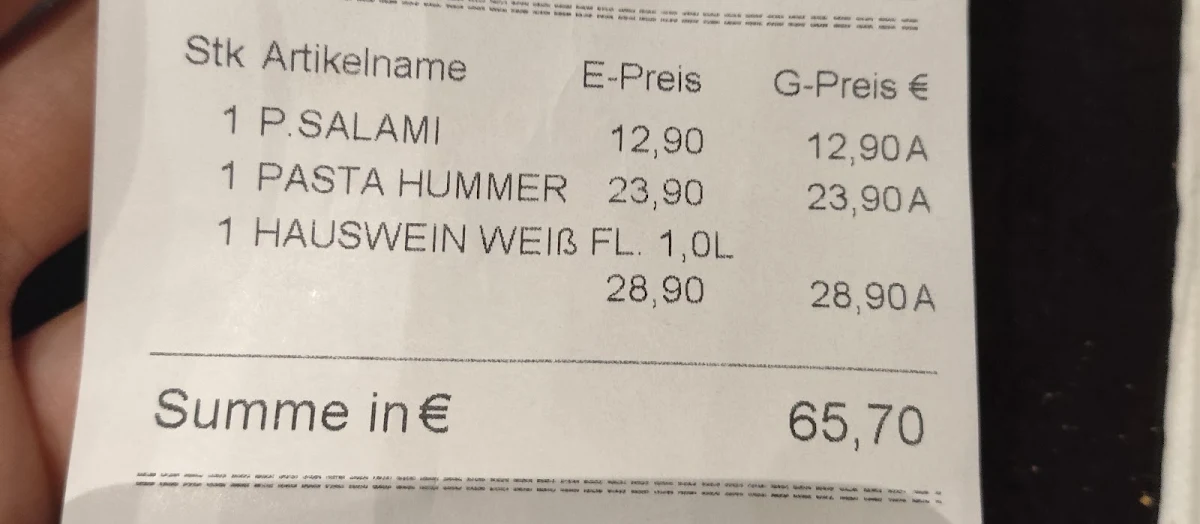 Speisekarte, La Piazzetta