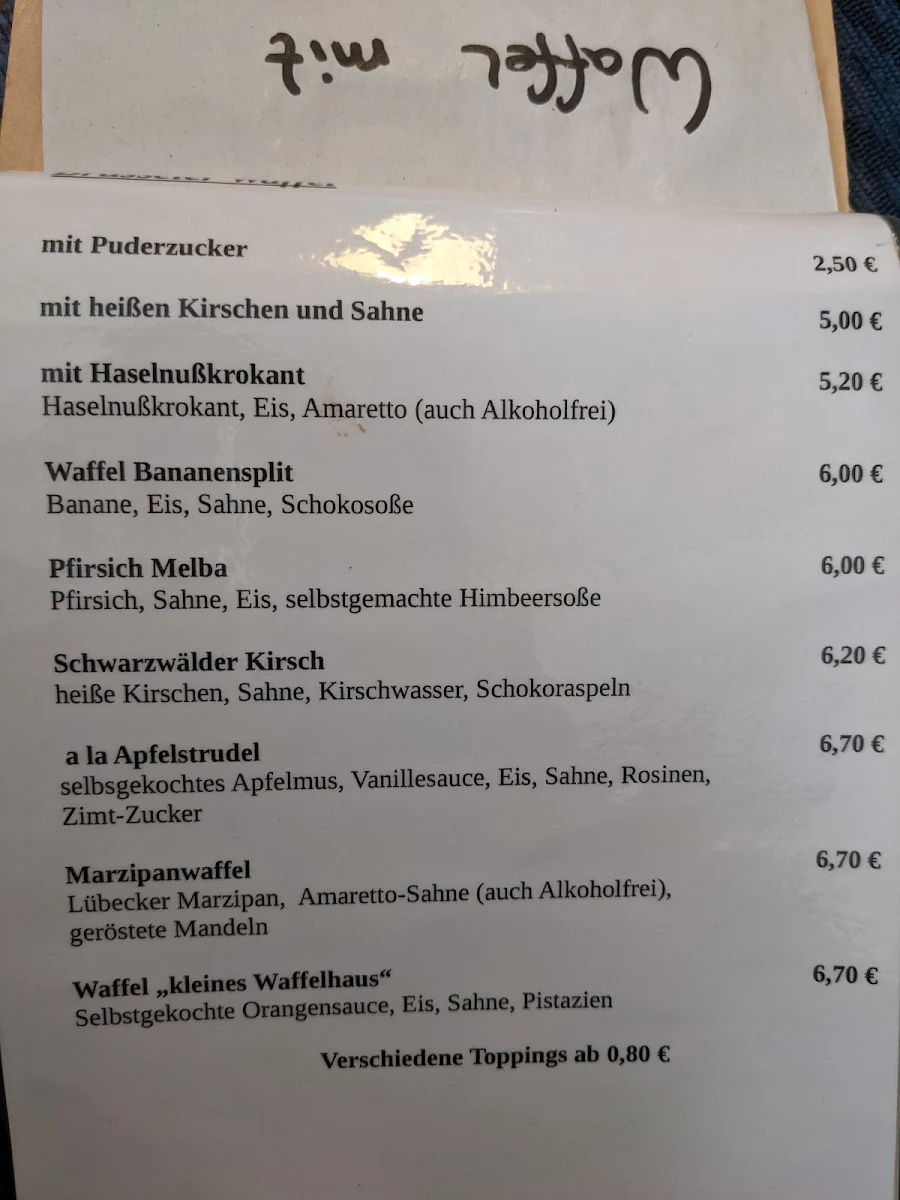 Speisekarte, Kleines Waffelhaus