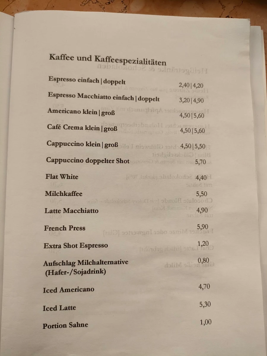 Speisekarte, Princess Cheesecake Berlin