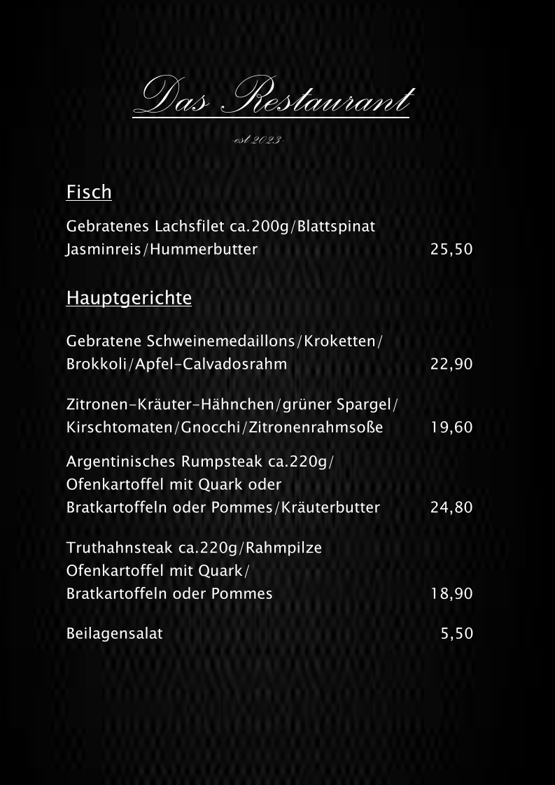 Speisekarte, Das Restaurant