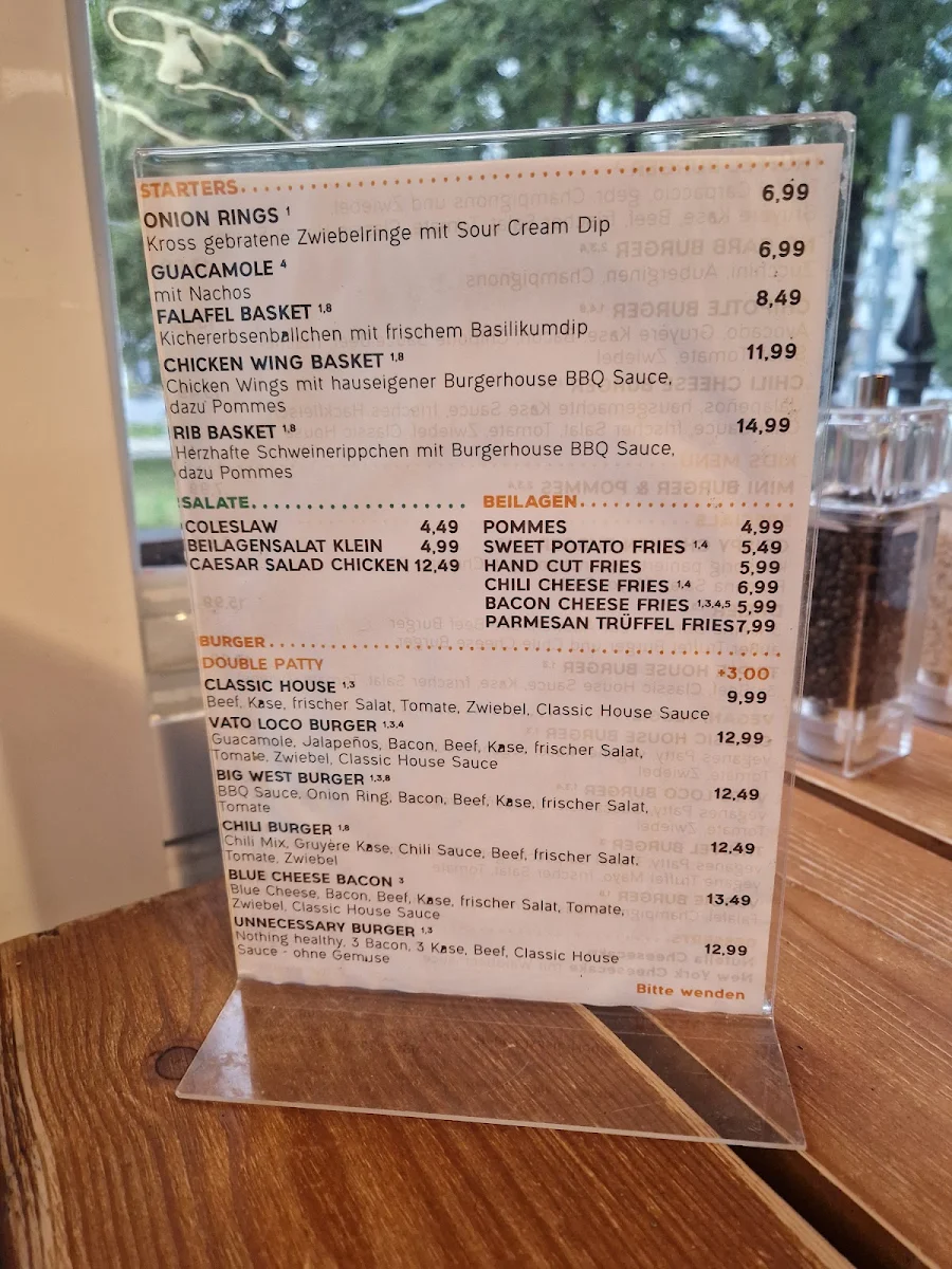 Speisekarte, Burger House