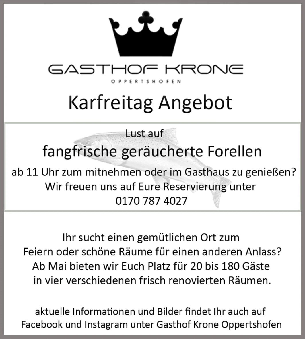 Speisekarte, Gasthof Krone