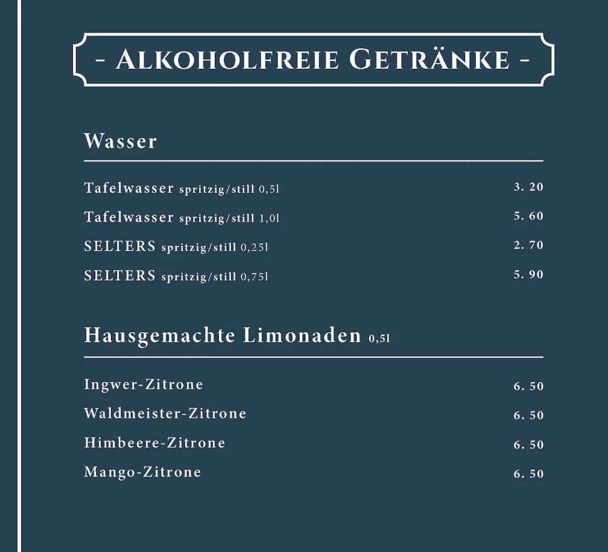 Speisekarte, Café Dante27