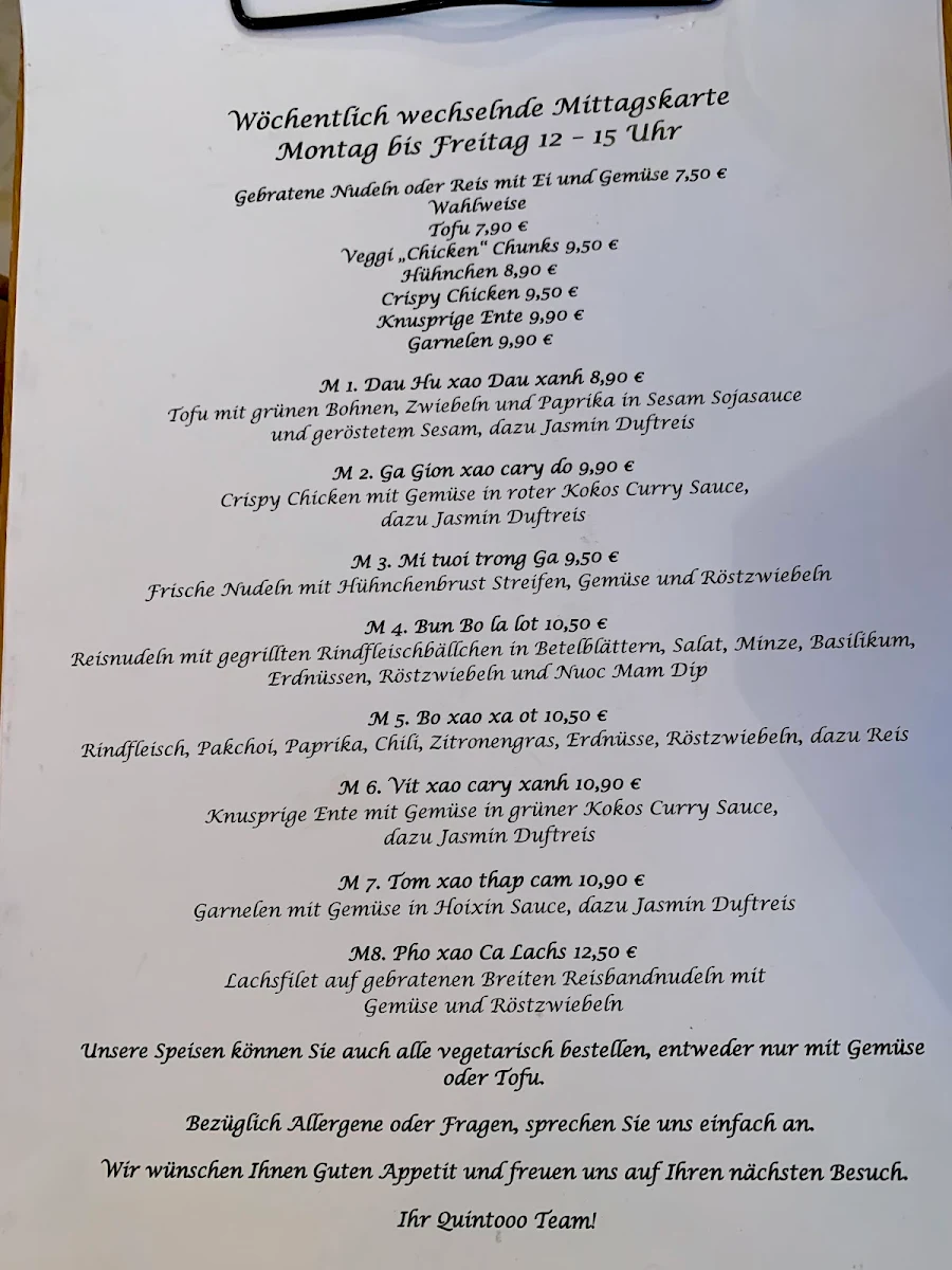 Speisekarte, Quintooo