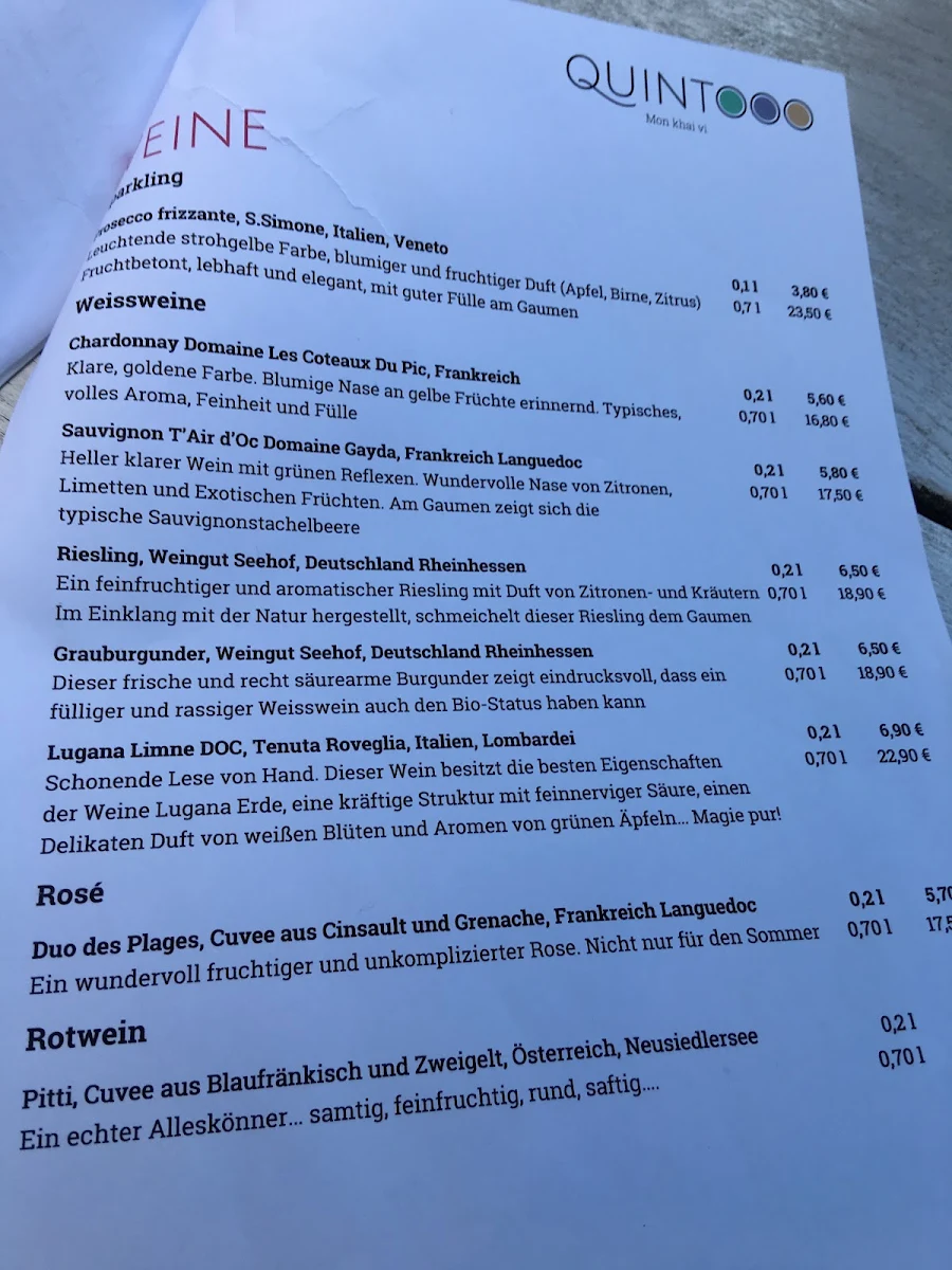 Speisekarte, Quintooo