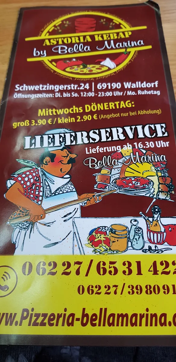 Speisekarte, Astoria Pizza House Walldorf