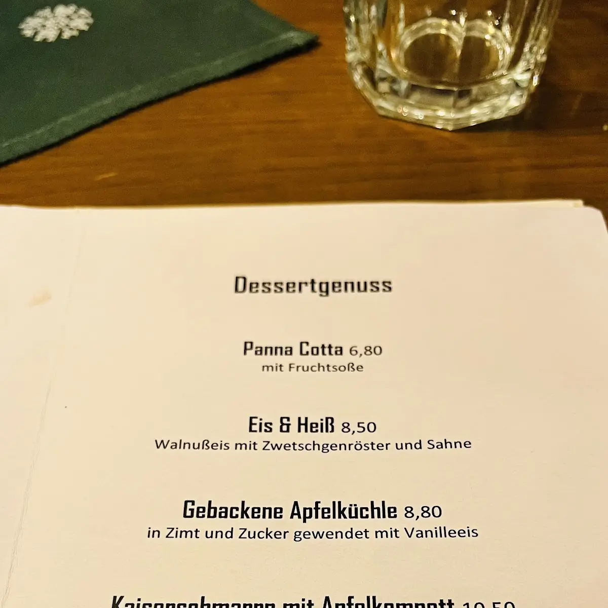 Speisekarte, Restaurant Zur Forelle