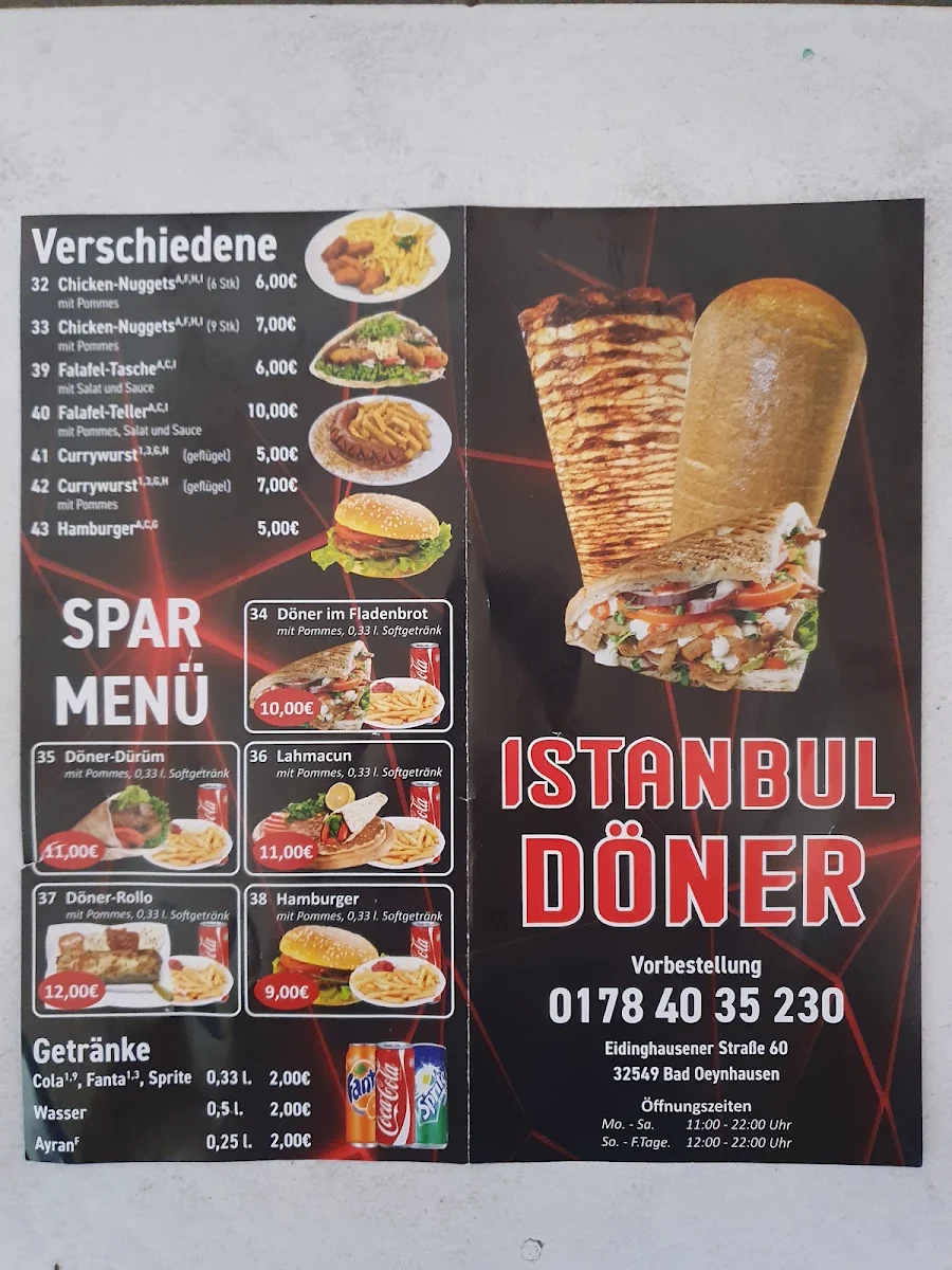 Speisekarte, Istanbul Döner