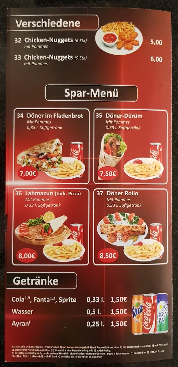 Speisekarte, Istanbul Döner
