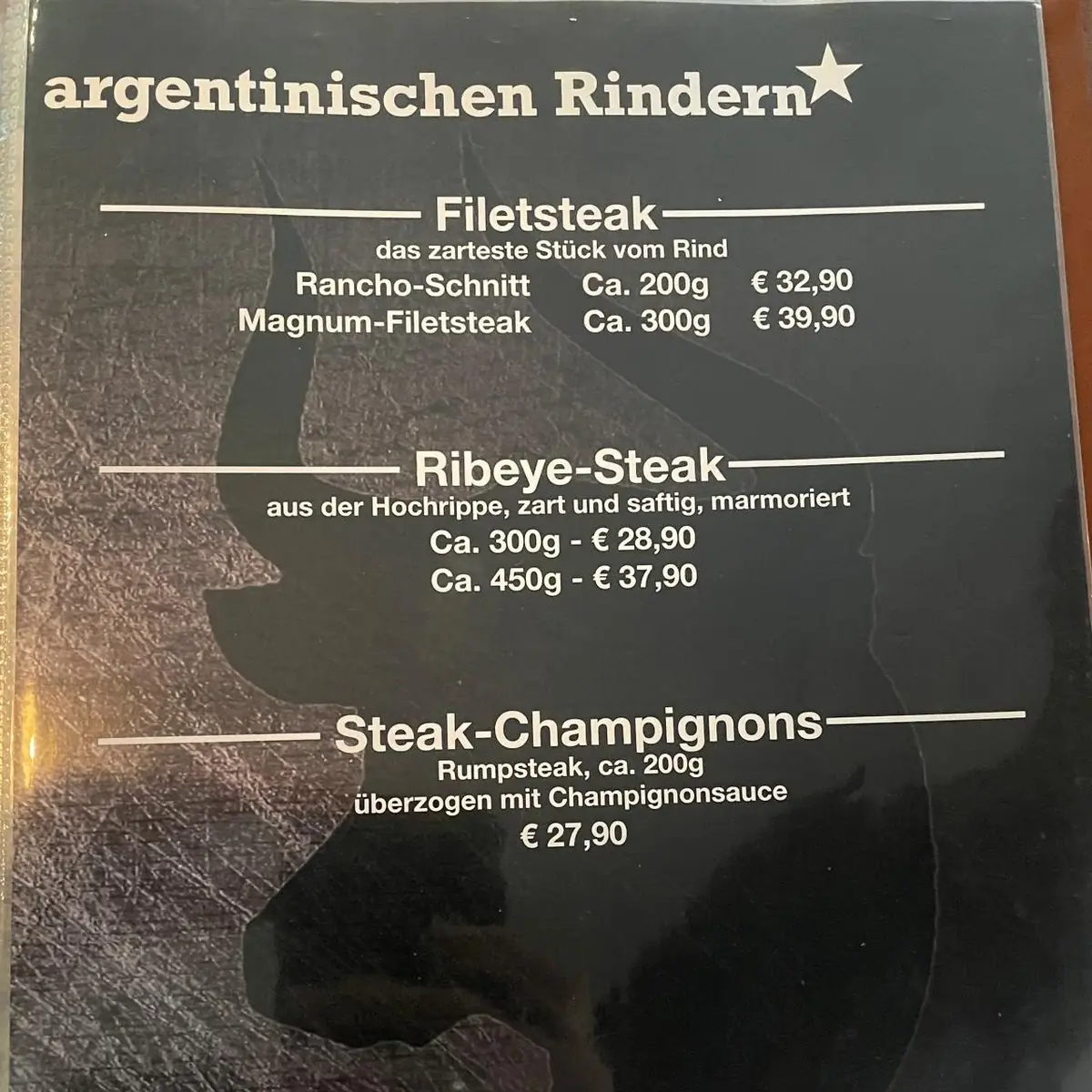 Speisekarte, Happy Rancho