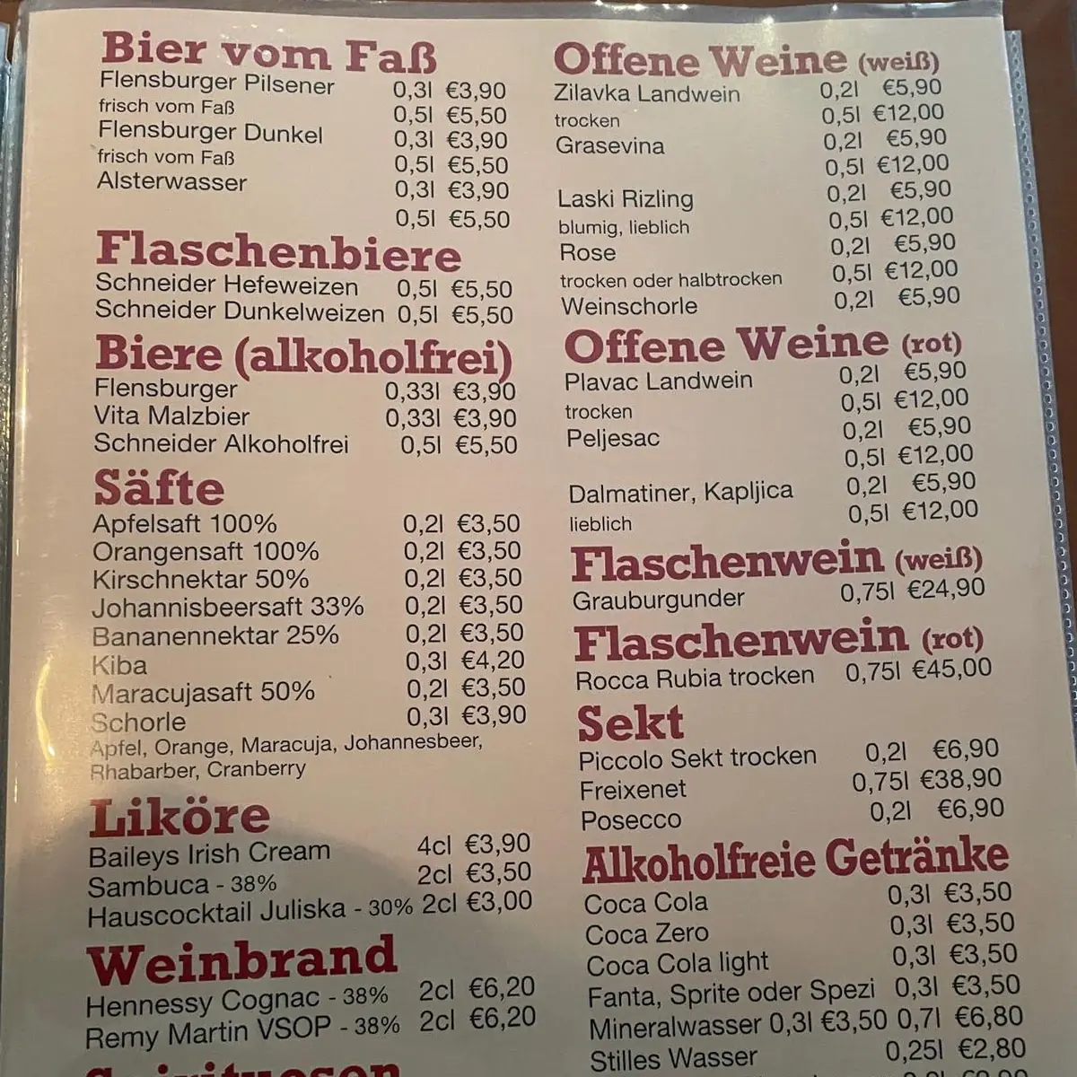 Speisekarte, Happy Rancho