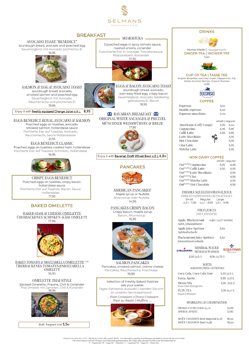 Speisekarte, Selmans Restaurant & Bar