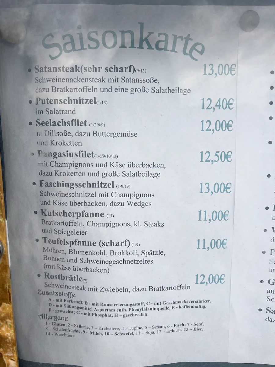 Speisekarte, Gasthof Lederhose - Jens Ludwig