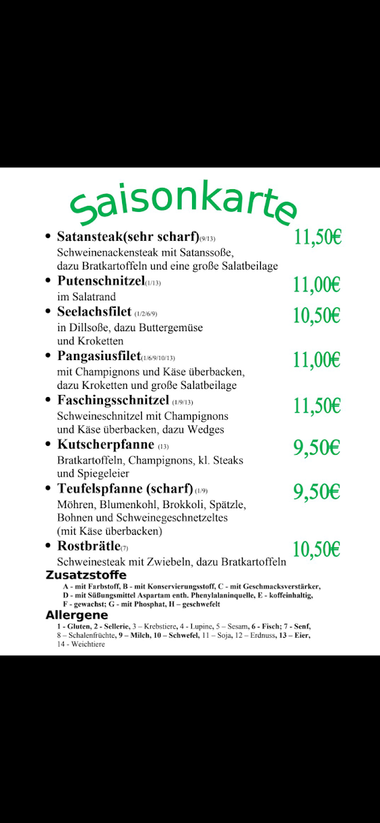 Speisekarte, Gasthof Lederhose - Jens Ludwig