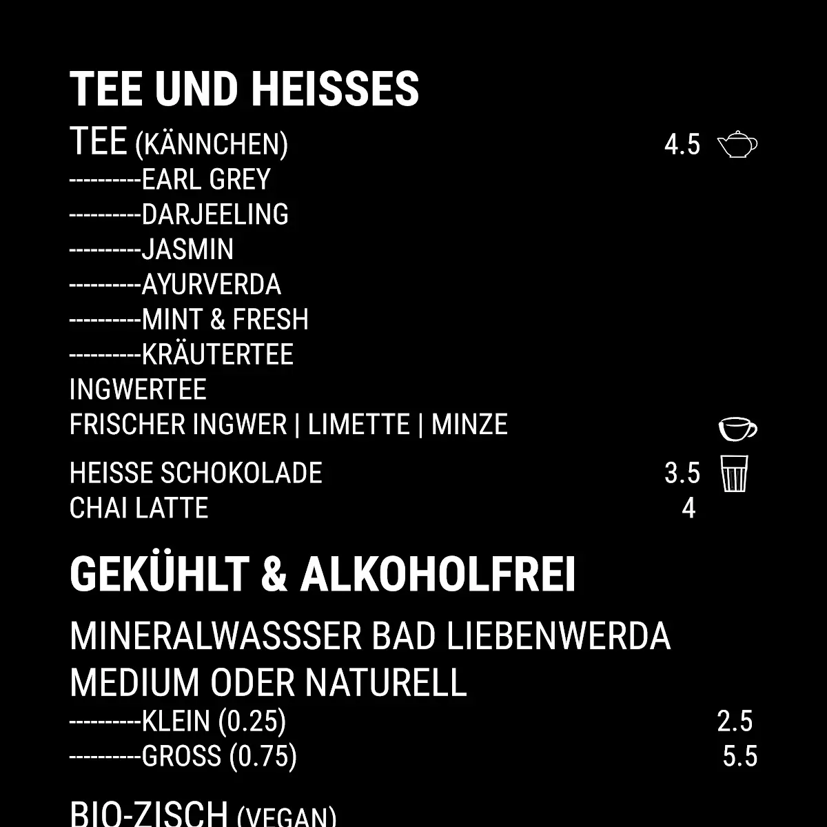 Speisekarte, Lewy Babelsberg